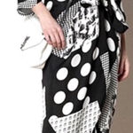 NWT Caara Krefeld Scarf Print‎ Midi Dress Medium Black Photo 0