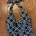 La Blanca black and white geometricāruched side halter one piece size 8 Photo 2