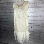 Leslie Fay Vintage 80's sleeveless lace cream dress with ruffles size 10 Photo 9