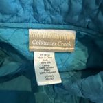 Coldwater Creek Women’s Quilted Vest Large Teal Full Button Up Pockets READ Photo 2