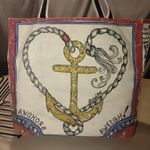 Brighton Seas The Day Stowaway Large Nautical Canvas Tote Bag Anchor Mermaid Photo 3