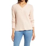 Caslon  Rib Knit V-Neck Pullover High Low Hem Tunic Side Slits Cream Size XL Photo 1