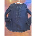 Gerard Darel  Womens Black Semi Sheer Long-Sleeve Blouse Shirt Top Size 36 Silk Photo 15