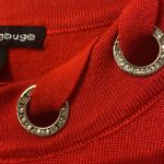 Cable & Gauge Rhinestone twist neckline red sparkle long sweater Photo 5