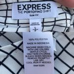 EXPRESS  Womens Shirt White Black Grid Print Portofino Slim Fit Long Sleeve Small Photo 10