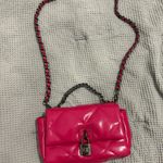 Hot Pink Fuscia Faux Leather Lock Crossbody Bag Photo 0
