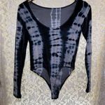 All Saints velvet velour tie dye long sleeve thong bodysuit dark navy small euc Photo 3