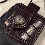 Brighton VTG Black & Brown Leather Mini Crossbody Pouch Sunglasses/Glasses Case Photo 2