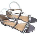 Badgley Mischka Jewel Osome Purple Silver Rhinestone Open-Toe Strappy Sandals 9 Photo 0