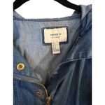 Forever 21  Jacket Light Denim Chambray Drawstring Jean Small Blue Hooded Coat Photo 3