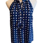 Mud Pie Blue White Geometric Blouse Sleeveless M Photo 0