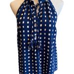 Mud Pie  Blue White Geometric Blouse Sleeveless M Photo 0