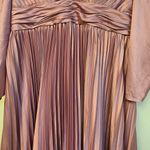 Mac Duggal ‎ Pleated Long Sleeve V-Neck Gown Size 16 Lilac Pink Satin Puff Photo 2