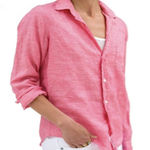 Frank & Eileen 100% Linen Barry Button Front Long Sleeve Shirt Pink Size Small Photo 0