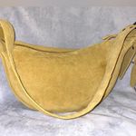 Made In India NWT Mustard Yellow Genuine Leather Suede Crescent Shoulder Bag Photo 2