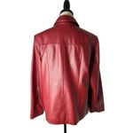 wilson's leather  Red Genuine Leather Jacket Womens Size L Zip Front Collared Photo 2