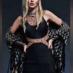 Free People NWT  Nefertiti Bodycon Sleeveless Mini Dress Black Mirrors Egyptian M Photo 0