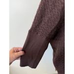 St. John Collection  Brown Cable Knit 100% Wool Zip Front‎ Cardigan Short Sleeve Photo 5