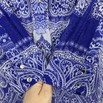 VTG Y2K Fairy Grunge Paisley Mesh Button Front Top Large White Blue Long Sleeve Photo 5