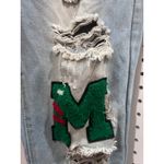 Light Wash Distressed Denim Jeans with Teddy Bear M and Lips Patches Blue Size 32 Photo 4