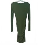 Stateside  Ruched Midi Dress Ribbed Long Sleeve Sage Green Women's Size Medium Photo 3