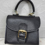 Vintage Italian Mini Black Leather Top Handle Bag Gold Buckle Made in Italy Photo 0