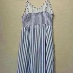 Angashion blue white stripe dress sz M nautical preppy teacher casual buttons Photo 7
