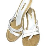 Soda  brand cute white strapped slip on sandals with 3.5” heels new Photo 0