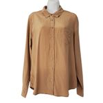 Equipment Brett Washed Silk Shirt Womens Large Carmel Button Up Blouse Photo 3