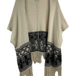 American Rag  M Cardigan Sweater Poncho Fringe Open Front Boho Western Southwest Photo 0
