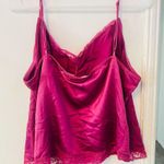 Worthington Vintage hot pink silk lingerie lace top Photo 1