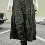 ZARA green khaki velvet midi slip skirt size medium NWT Photo 3