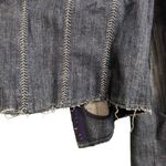 Elie Tahari Washed Blue Embellished Hook Closure Stand Collar Military Jacket L Photo 10