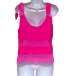 Parker  Small Hot Pink 100% Silk Tank Top Tie Straps Sheer Panels Scoop Neck NWOT Photo 1