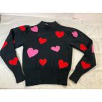 Kate Spade  NEW YORK Hearts‎ Mockneck Black Sweater Size XXS NWT Valentine Cute Photo 4