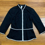 White House | Black Market White House Black Market Peplum Jacket Womens 00 Black White Full Zip Contrast Photo 0