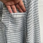 EXPRESS  Womens Shirt White Black Grid Print Portofino Slim Fit Long Sleeve Small Photo 9