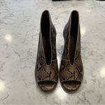 Lucky Brand  Joal Snakeskin Print Peep Toe Stacked Heel Bootie Shoe Size 9 Photo 2