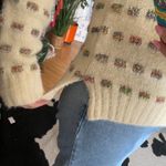 Anthropologie Moth Metallic Check Crew Neck Pullover Knit Sweater Cream Size Small Photo 7