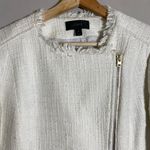 J.Crew Tweed Motorcycle Jacket with Fringe Women's 12 White Gold Career Preppy Photo 6