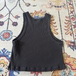 Uniqlo Charcoal Grey Ribbed High Neck Cropped Halter Tank Large Stretchy Photo 2