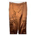 House of Harlow 1960 Chocolate Satin Cargo Trousers Straight Leg High-Rise Pant Photo 4