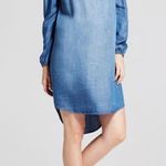 Isabel Maternity Soft Lightweight Chambray Pregnancy Dress On/Off Shoulder XL Blue Photo 0