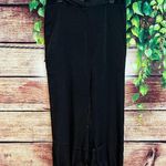 Anthropologie Soncy High Waist Pants with Tie Hem Black Satin Joggers Women's Size 1 (14/16) Photo 4