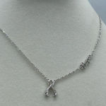 A.U. Ribbon and Hope Rhodium plated CZ necklace. Silver Photo 0