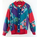 1980s Vintage Jacket 80s Patchwork Colorful Colorblock Jacket Maximalist Cotton Blue Photo 0