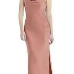 Social Bridesmaids Asymmetrical Shoulder Column Dress Satin 8211 XL Desert Rose Photo 0