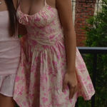 Olivaceous Pink floral sun dress with bow straps Photo 0