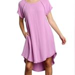 Umgee  Womens Lavender Flutter Sleeve High Low Sundress Size Small Relaxed Beach Photo 0