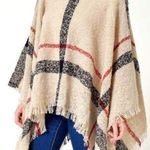 Plaid Turtleneck Knitted Poncho Size L Photo 0